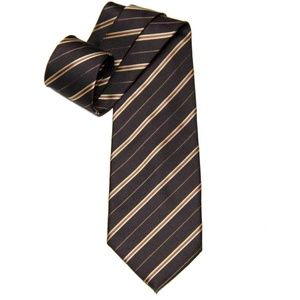Gianni Versace Tie Brown Pink Striped Men's Long